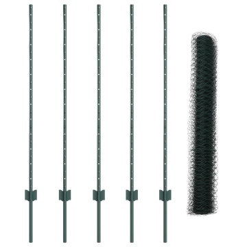 Stâlpi de gard 5 pcs U-Channel Verde 120 cm, Gard hexagonal Verde 1,2x10 m - Img 2