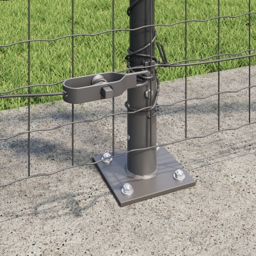 Stâlpi de gard cu plăci de bază 7 buc Ø32mm 68,5cm Oțel galvanizat - Img 3