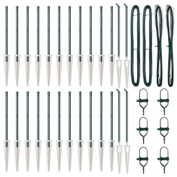 Stâlpi de gard cu vârf 26 buc Ø32 mm 80 cm Oțel galvanizat - Img 2