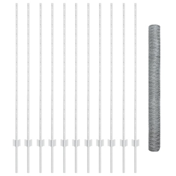 Stâlpi de Împrejmuire 22 buc U-Channel 140 cm Oțel Galvanizat, Împrejmuire Hexagonală 1.4x25 m Oțel Galvanizat - Img 2