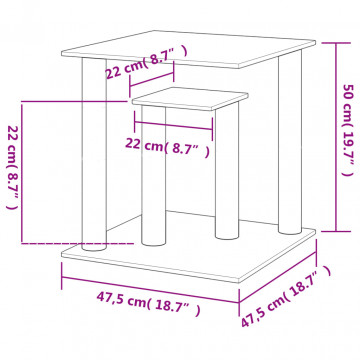 Stâlpi de zgâriat pentru pisici cu platforme, gri deschis 50 cm - Img 5