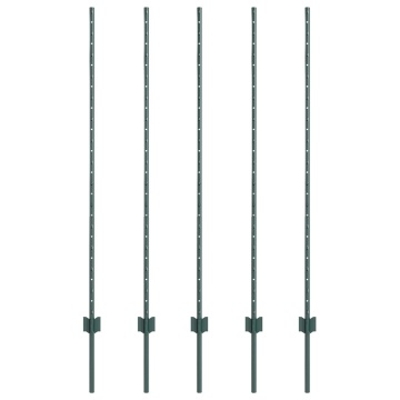Stâlpi Fencing 5 pcs U-Channel Verde 140 cm Oțel - Img 2