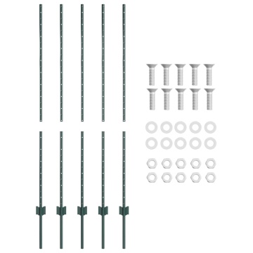Stâlpi Fencing 5 pcs U-Channel Verde 140 cm Oțel - Img 4