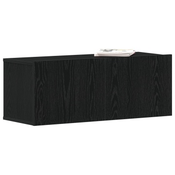 Stand TV Negru din Stejar 80x30x30 cm Fabricat din Lemn Fals - Img 3