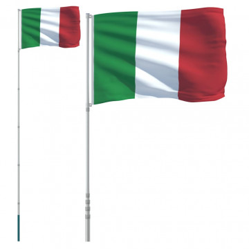 Steag Italia și stâlp din aluminiu, 5,55 m - Img 2