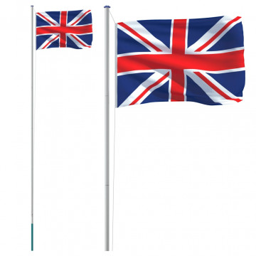Steag Marii Britanii și stâlp din aluminiu, 6,23 m - Img 2