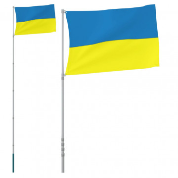 Steag Ucraina cu stâlp din aluminiu, 5,55 m - Img 2