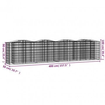 Strat înălțat cu gabion arcuit, 400x50x100 cm, fier galvanizat - Img 5