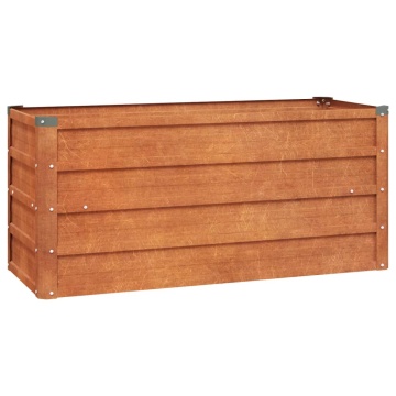 Strat înălțat de grădină, ruginiu, 100x40x45 cm, oțel corten - Img 2
