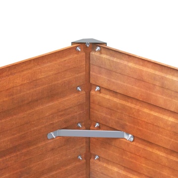 Strat înălțat de grădină, ruginiu, 129x129x45 cm, oțel corten - Img 5