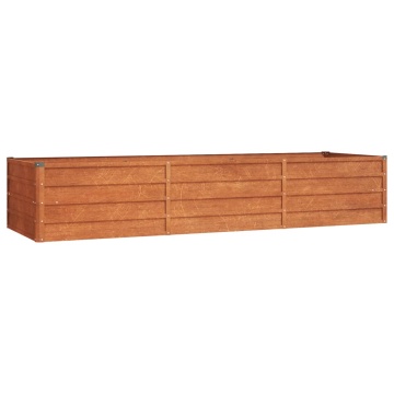Strat înălțat de grădină, ruginiu, 240x80x45 cm, oțel corten - Img 2