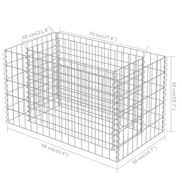 Strat înălțat gabion, 90 x 50 x 50 cm, oțel galvanizat - Img 7