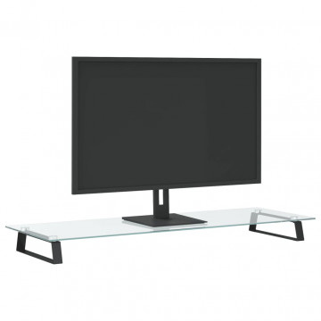 Suport de monitor, negru, 100x35x8 cm, sticlă securizată/ metal - Img 3