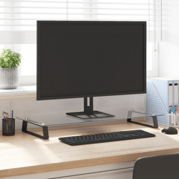 Suport de monitor, negru, 80x35x8 cm, sticlă securizată/ metal - Img 1