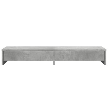 Suport monitor cu sertare gri beton 100x27x15 cm lemn prelucrat - Img 4
