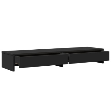 Suport monitor cu sertare, negru, 100x27x15 cm, lemn prelucrat - Img 8