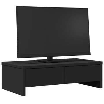 Suport monitor cu sertare, negru, 50x27x15 cm, lemn prelucrat - Img 3