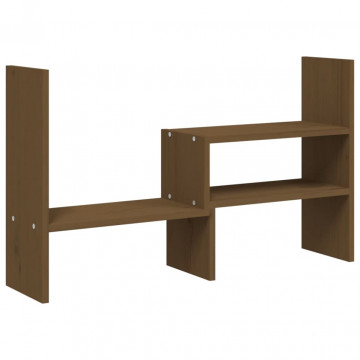Suport monitor, maro miere, (39-72)x17x43 cm, lemn masiv pin - Img 2