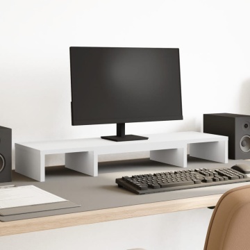 Suport monitor reglabil, alb, 80x24x10,5 cm, lemn prelucrat - Img 1