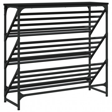 Suport pantofi, negru, 90x30x85 cm, lemn prelucrat - Img 5