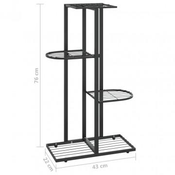 Suport pentru flori cu 4 nivele, negru, 43x22x76 cm, metal - Img 6