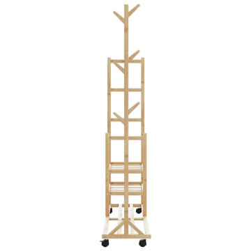 Suport pentru haine cu rafturi și roți 100x38x175,5 cm bambus - Img 8