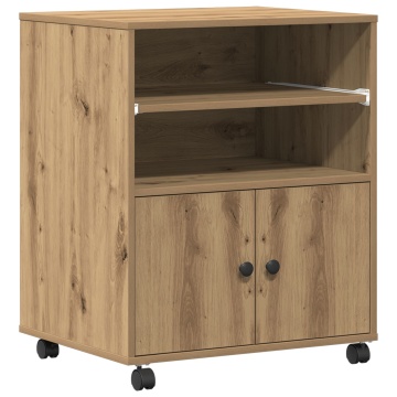 Suport pentru imprimantă cu roți Stejar Artisan 60x48x74 cm - Img 2