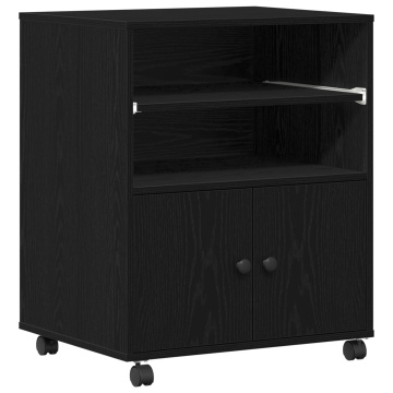 Suport pentru imprimantă cu roți Stejar Negru 60x48x74 cm - Img 2