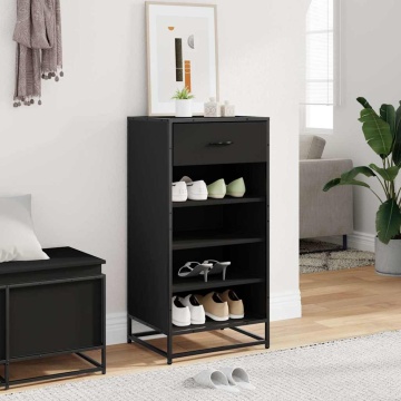 Suport pentru pantofi negru 48x38x97,5 cm Lemn prelucrat - Img 3