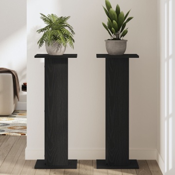 Suport pentru plante 2 buc Negru Stejar 30x30x80 cm Lemn prelucrat - Img 4