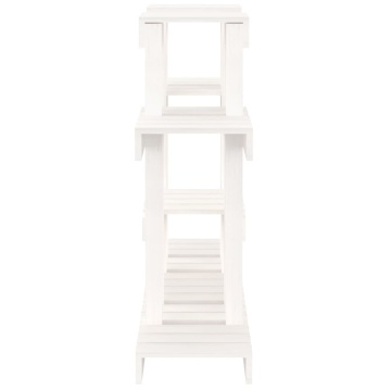Suport pentru plante, alb, 104,5x25x77,5 cm, lemn masiv de pin - Img 5