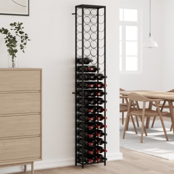 Suport sticle vin 57 de sticle, negru 34x18x200 cm fier forjat - Img 1