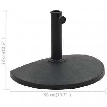 Suport umbrelă de soare, negru, 9 kg, polirășină, semi-rotund - Img 5