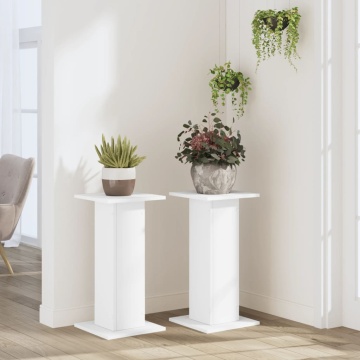 Suporturi de plante, 2 buc., alb, 30x30x60 cm, lemn prelucrat - Img 3
