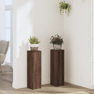 Suporturi de plante 2 buc. stejar maro 17x17x60cm lemn compozit - Img 1