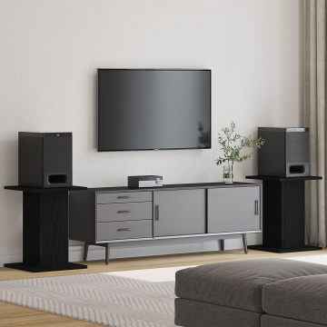 Suporturi pentru difuzoare 2 buc Negru Stejar 30x30x40 cm Lemn compozit - Img 1