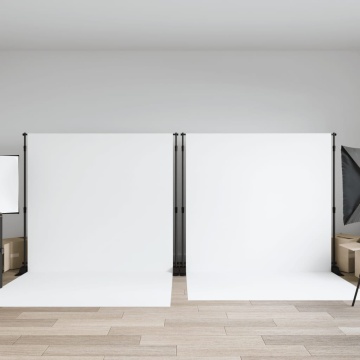 Suporturi pentru fundal, 2 buc., negru, 305x243 cm, oțel - Img 1