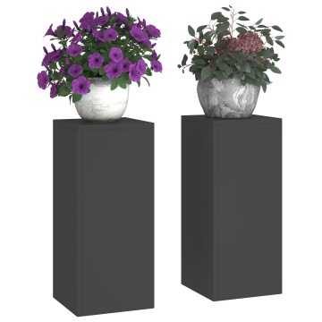 Suporturi pentru plante de exterior Pilar 2 bucăți Negru 24x24x55 cm Oțel - Img 3
