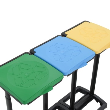 Suporturi pentru saci de gunoi cu capac 240-330 L multicolor PP - Img 5