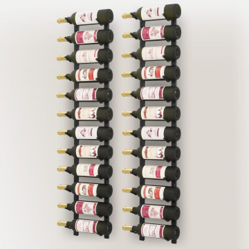 Suporturi vin montate pe perete, 12 sticle, 2 buc, negru, fier - Img 6