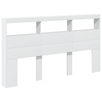 Tăblie cu dulap și LED, alb, 180x17x102 cm - Img 3