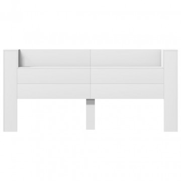 Tăblie cu dulap și LED, alb, 220x16,5x103,5 cm - Img 5