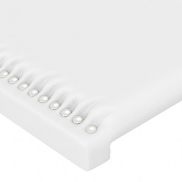 Tăblie de pat cu aripioare, alb, 103x23x118/128 cm, piele eco - Img 8