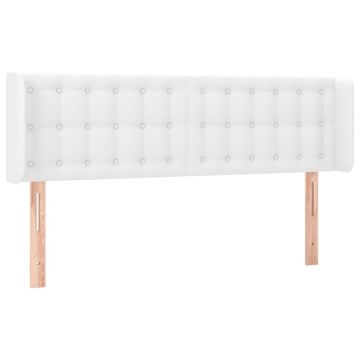 Tăblie de pat cu aripioare alb 147x16x78/88 cm piele ecologică - Img 2
