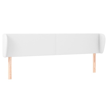 Tăblie de pat cu aripioare alb 163x23x78/88 cm piele ecologică - Img 2