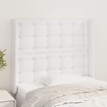 Tăblie de pat cu aripioare, alb, 83x16x118/128 cm, piele eco - Img 1