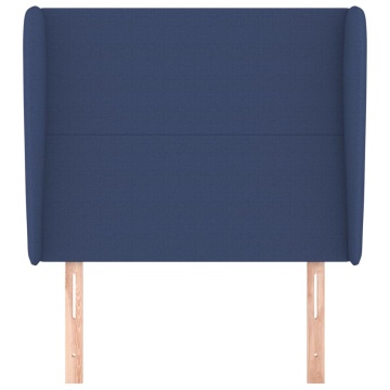 Tăblie de pat cu aripioare, albastru, 103x23x118/128 cm, textil - Img 3