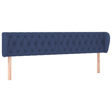 Tăblie de pat cu aripioare, albastru, 183x23x78/88 cm textil - Img 2
