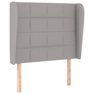 Tăblie de pat cu aripioare gri deschis 103x23x118/128 cm textil - Img 2