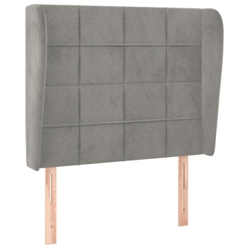 Tăblie de pat cu aripioare gri deschis 103x23x118/128cm catifea - Img 2